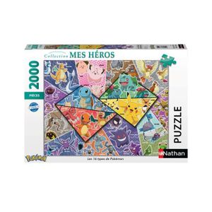 PUZZLE Nathan-POKEMON-Puzzle 2000 pièces - Les 16 types d