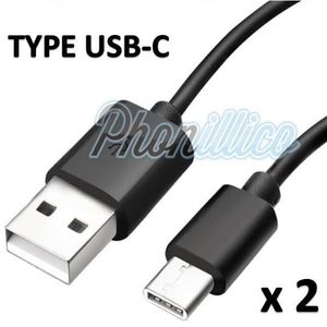 CÂBLE TÉLÉPHONE Lot 2 Cables USB-C Chargeur Noir compatible Samsung Galaxy A3 2017 - Phonillico®