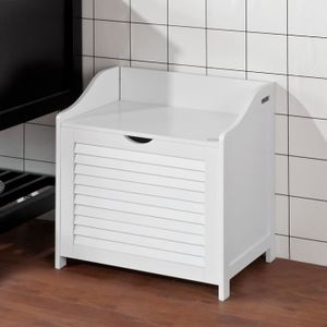 Coffre à linge sale en bois blanc - 65x45x45 - ON RANGE TOUT