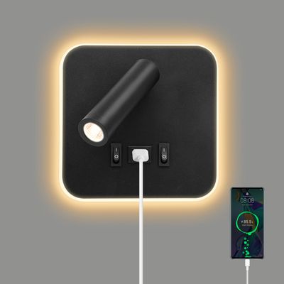 Lampe De Lecture Murale LED Réglable - Avec Ports USB Et Type-C - Gradation Continue - Noir (2 Pièces) - 6