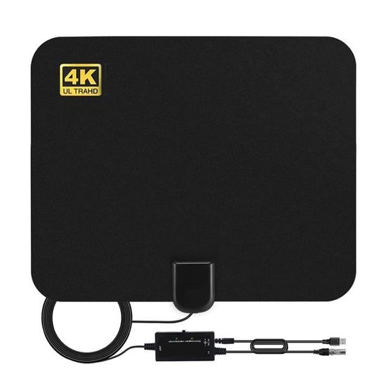 Antenne TV Intérieure Amplifiée 600KM - TNT HD, 4K/1080P, 10m Câble Coaxial - Réception Intelligente