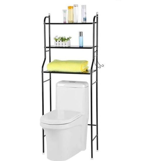 Étagère De Rangement Pour Toilettes 3 Niveaux - Organisateur Salle De Bain Blanc 55x26x165cm