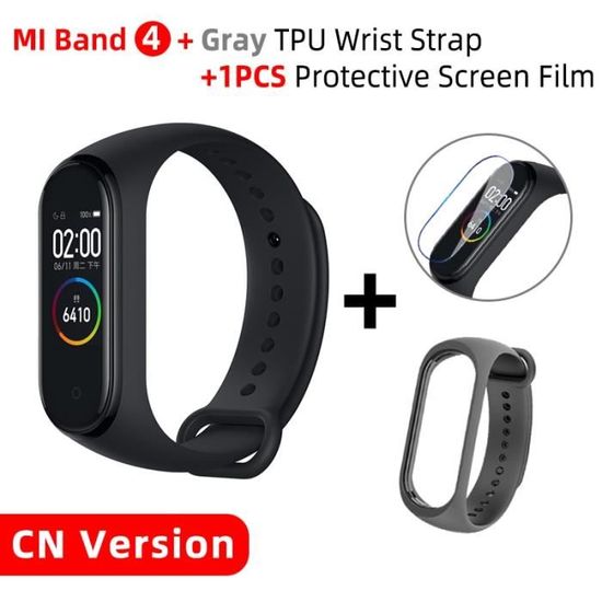 Montre connectée,Xiaomi Mi Band 4 Bracelet intelligent 3 couleurs AMOLED écran Miband 4 Smartband - Type CN Add Gray Strap