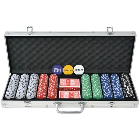 Jeu de poker avec 500 jetons Aluminium ✿ 20429