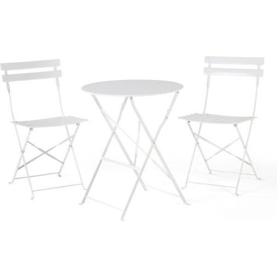 Beliani - Salon de jardin bistrot table et 2 chaises en acier blanc FIORI
