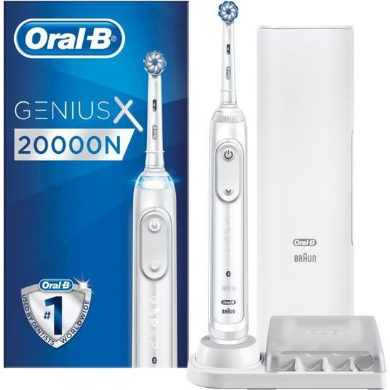 Oral-B Genius X Brosse à Dents Électrique Rechargeable 1 Manche, 1 Brossette, 1 Étui de Voyage Premium Offert