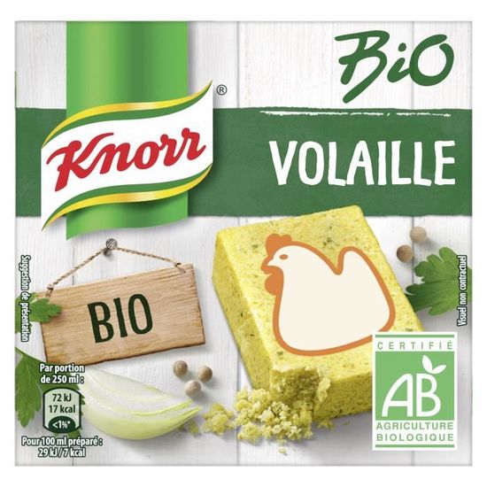 KNORR Bouillon de Poule Bio 6 cubes 60 g Cdiscount Au quotidien