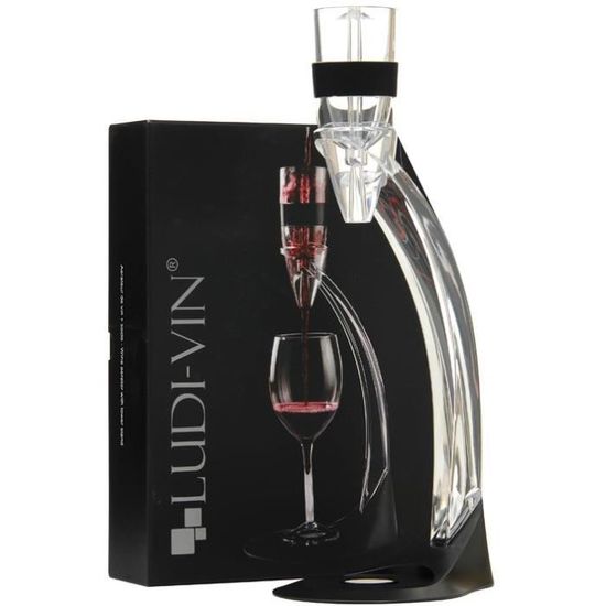 Aérateur de vin Ludi vin + socle - noir, transparent