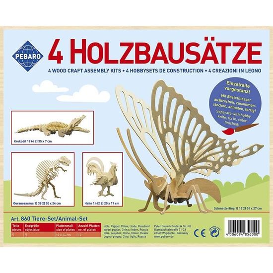 Pebaro 840/4 Kit Costruzione In Legno – Calciatore, Modellino 3D 18x14,5x12,5 Cm, 22 Pezzi