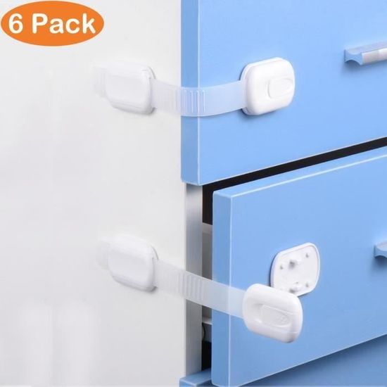 Lot De 2 Serrures De Sécurité Enfant Yulaiyoen - Bloque Portes, Tiroirs, Frigo, Installation Sans Outil, Sangle Réglable