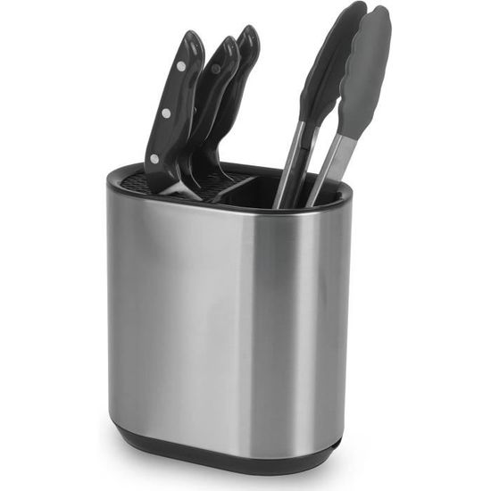 Porte-ustensiles De Cuisine GBKDQQ - Lot De 2 En Acier Inoxydable Noir - Grand 18x12 Cm, Moyen 15x12 Cm - Pour Plan De Travail Ou Tiroir