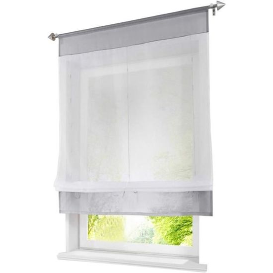 Panneau 140x240cm en étamine rayure horizontale - gris | Maison et Styles