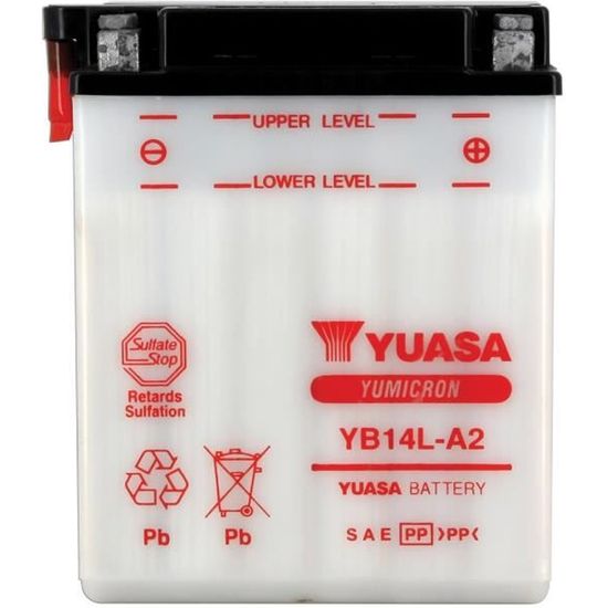YUASA - Batterie Moto 12V Avec Entretien Sans Pack Acide Yb14L-A2 / Yb14La2