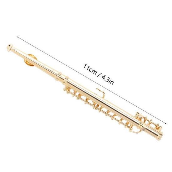 Miniature De Flûte Dorée En Résine - Modèle Décoratif 11 Cm - Avec Support Et Boîte - Pas Un Instrument Fonctionnel - 2