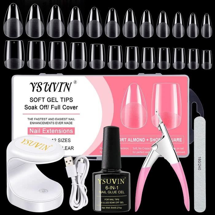 Capsule Ongle Kit, 240Pcs Amandes & Carré Pose Américaine Ongles