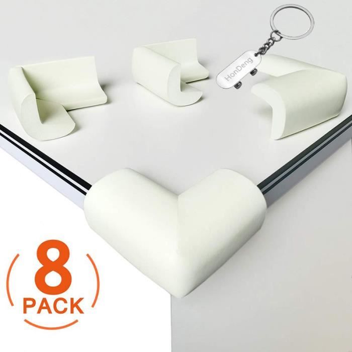 8pcs Protection Coin de Table,Mousse Souple Protection Sécurité Bébé Protege de Coins pour Tables et Tout Meubles Pointus(Blanc)