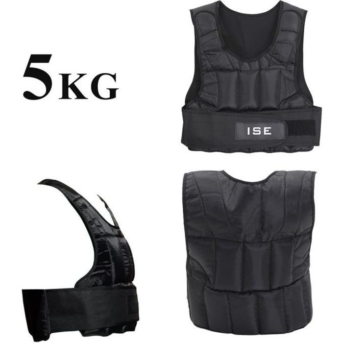 ISE Gilet lesté réglable de 5kg Poids gilets pour Poids Entrainement Musculation ExerciceSY-3002-1