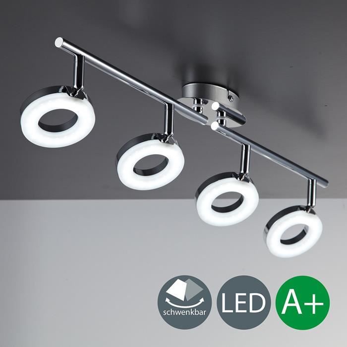 Plafonnier LED design lustre plafond éclairage luminaire salon 4 spots plafond