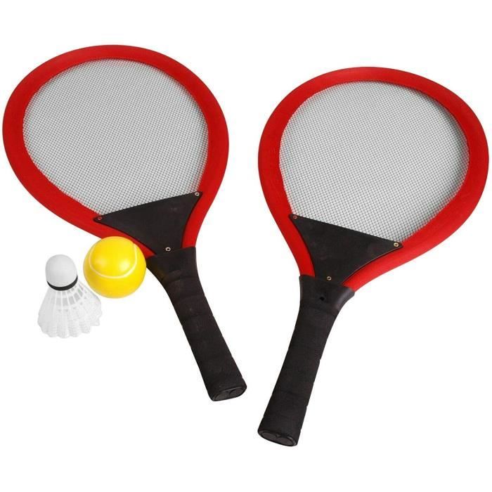 Fornord Géant Tennis Set Jumbo Doux Tennis Ensemble Balle Volant & 2 Raquettes Plage Jouets (Rouge)