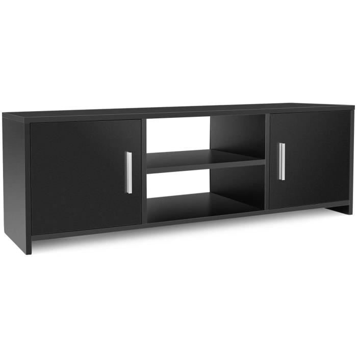 Homfa Meuble TV Moderne en Bois Meuble Télévision Meuble TV Bas avec 2 Portes et Étagères 110x 35 x36cm (Noir)510