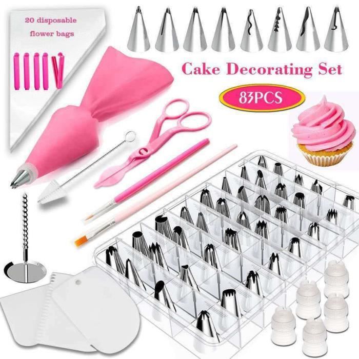 Kit de Décoration de Gâteau 83 Pcs,36 Douilles de Poches, Poches Pâtissière, Outils Ustensiles de Pâtisserie