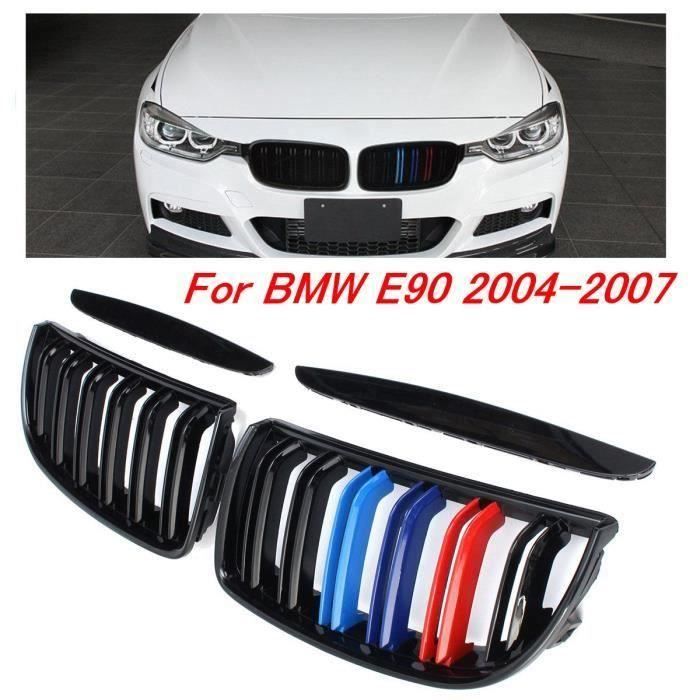 2x Grille Calandre Brillant Noir M-Couleur Double Ligne Pour BMW E90 04-07 My24025