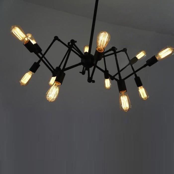 HL421 103 12 tête industriel de lampe réglable araignée lustre pendentif vintage E27