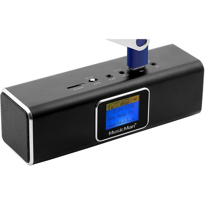 Technaxx MusicMan MA Soundstation Enceinte stéréo + LCD Display pour Lecteur mp3/iPod/iPhone Noir