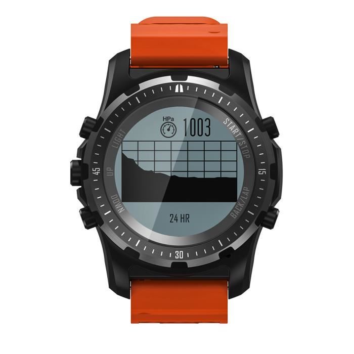 Orange Appareil portable S966 GPS montre intelligente étanche fréquence cardiaque altimètre température boussole multi-sport hommes