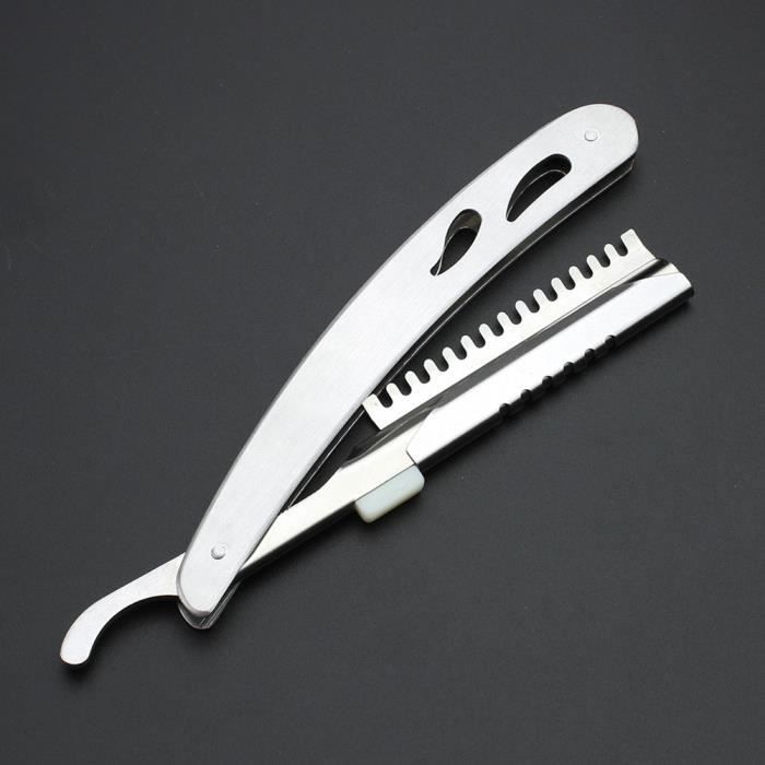 Hommes rasage outils de coiffeur cheveux lames de rasoir Antique pliant rasoir en acier inoxydable porte-rasoir droit 12cm