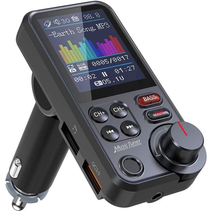 Nulaxy Transmetteur FM Bluetooth, Adaptateur autoradio Bluetooth avec Microphone Puissant avec écran Couleur de 1,8-, Prend en Charg
