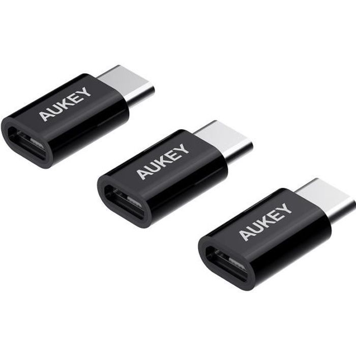 AUKEY Adaptateur USB C vers Micro USB ( Lot de 3 ) avec OTG Connecteur USB Type