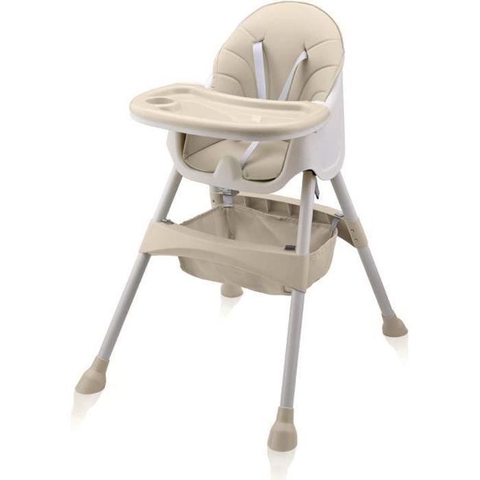 Baby Vivo Chaise haute Bébé 2 en 1 réglable pour Enfant avec Tablette Amovible de 6 Mois à 3 Ans - Oscar en Beige