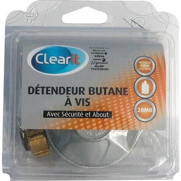 Détendeur pour gaz butane à vis 28 MB avec sécurité + about