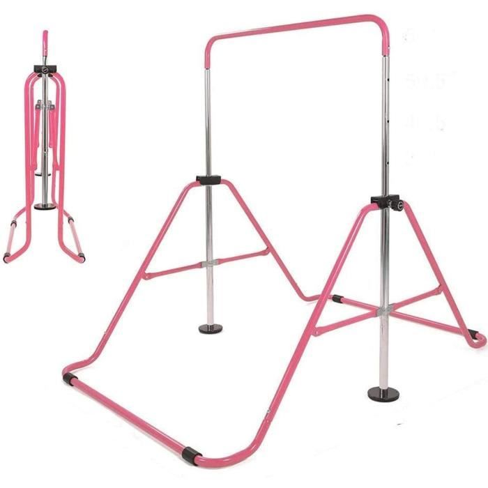 KirinSport Barre de gymnastique pour enfants Équipement d'entraînement Sportif Gymnastique Barre Pliant Rose