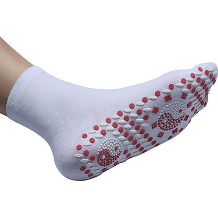 SHOP-STORY - Chaussettes yoga auto-chauffantes magnétique unisexe - Couleur Blanc