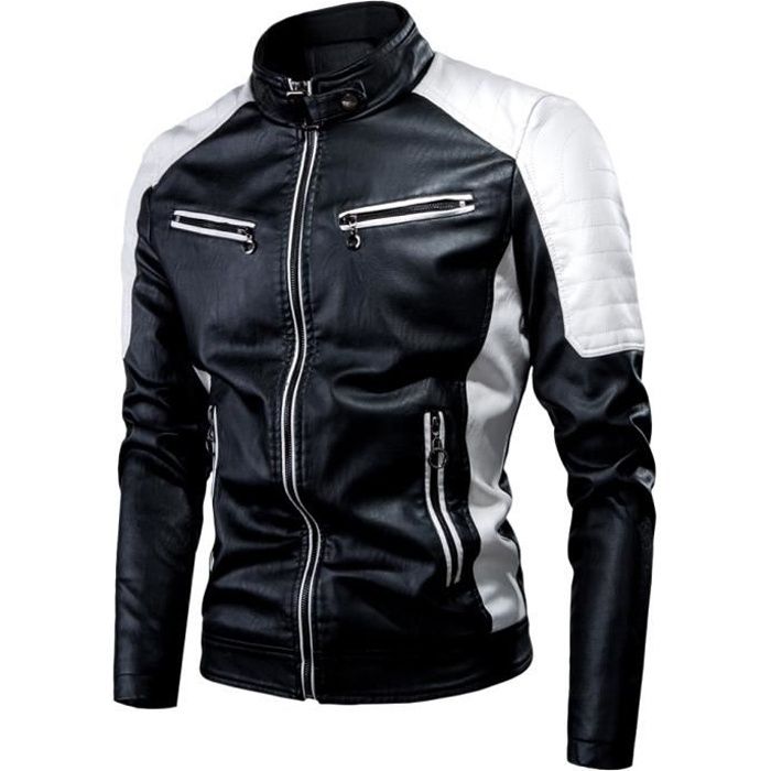 Moto Blouson PU Cuir Hommes Mode Vintage