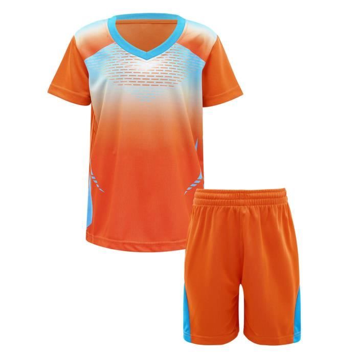 dPois Ensemble Maillot de Foot Enfant Garçon France Haut Football Short Sport Survêtement Équipement Séchage Rapide 7-14 Ans