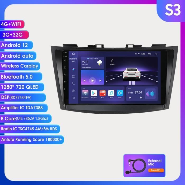 2din Android 11 carplay Pour Suzuki Swift 4 2011 2012 2013 2014 2015 Autoradio Lecteur Multimédia GPS Navigation 4G wifi bluetooth