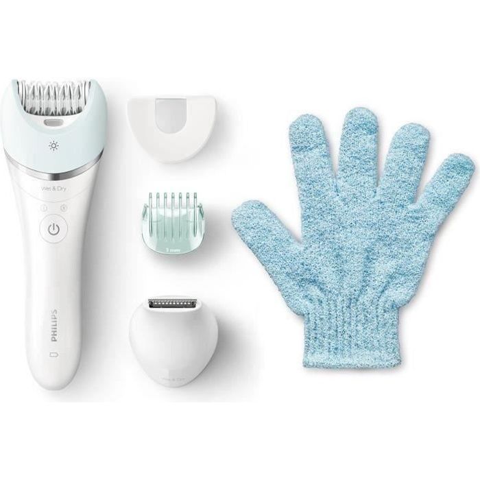PHILIPS BRE611/00 Epilateur électrique Satinelle Advanced Sans fil - Corps et Visage - 4 accessoires inclus