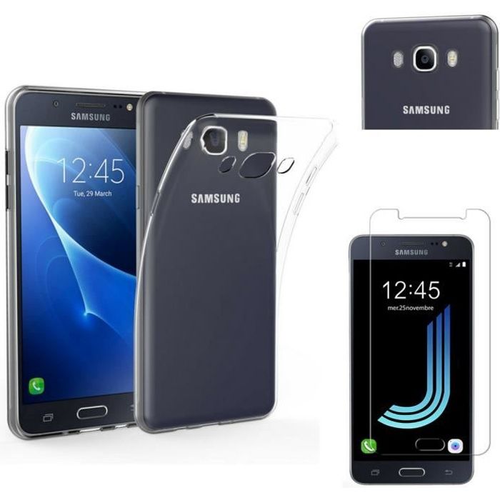 Coque Samsung Galaxy J5 2016 J510 - Silicone Transparent + Verre Trempé Film Protection Ecran [Phonillico®]