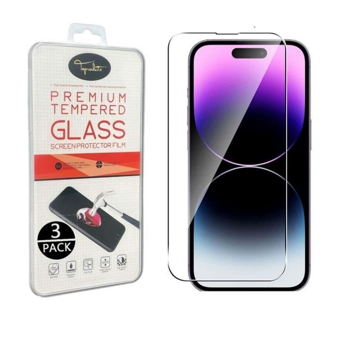 [3pack] Film de protection 2.5D Verre trempé pour iPhone 14 Pro [Toproduits®]