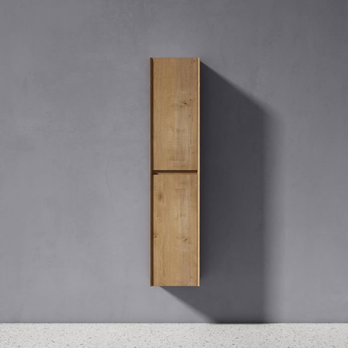 Sogood Colonne Suspendue Salle de Bain Colonne de Rangement Armoire Latérale Meuble Suspendu 35x30x160cm Marron Clair Rimo