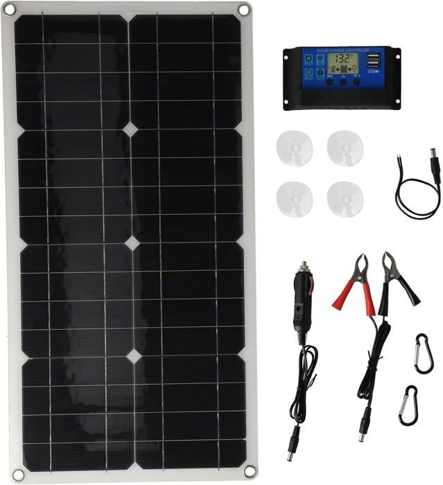 Kit Panneau Solaire 600W 18V Monocristallin + Contrôleur 100A 12V/24V – Charge Batterie Camping-Car, Bateau, Agriculture