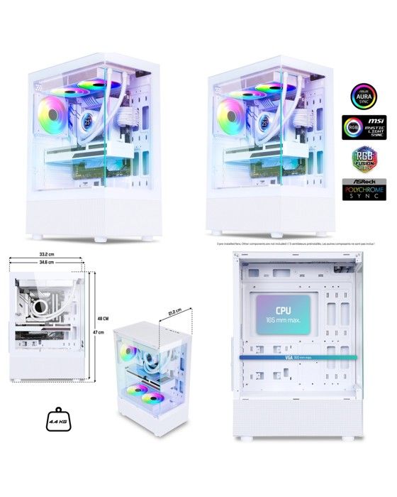 Boîtier PC Gamer – Spirit of Gamer – SPECTRA ARTIC ARGB – RGB – 3 Ventilateurs – Blanc