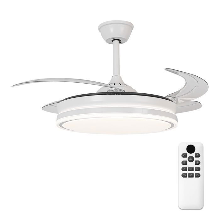 Parrot Uncle Ventilateur de Plafond 106cm avec LED 36W Moteur DC Réversible et Silencieux Blanc - Parrot Uncle