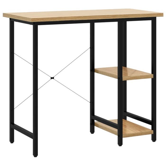 Bureau - CLOUD - Noir - et chêne clair 80x40x72cm MDF et métal LL116204