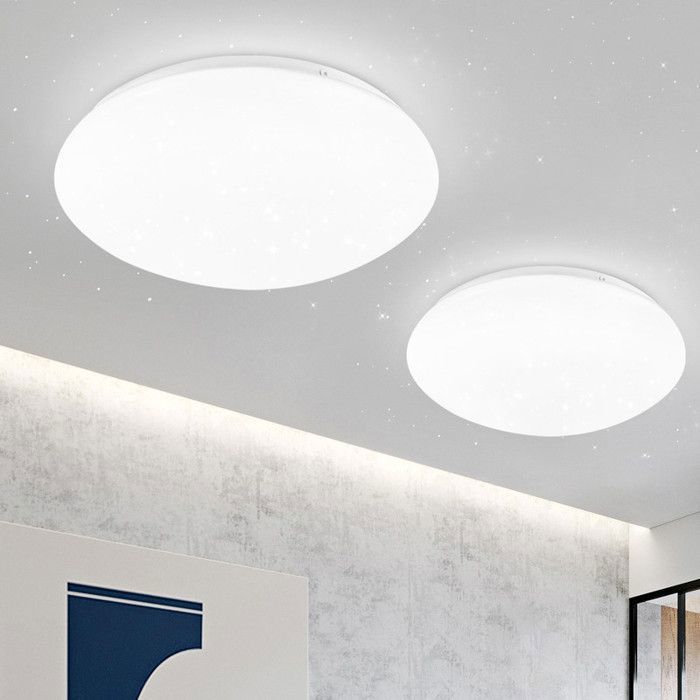 Homefire Lot de 2 Plafonnier LED Rond - Blanc 5W Ciel étoilé 6000K Blanc froid Lampe de chambre 16.5CM pour salon couloir bureau