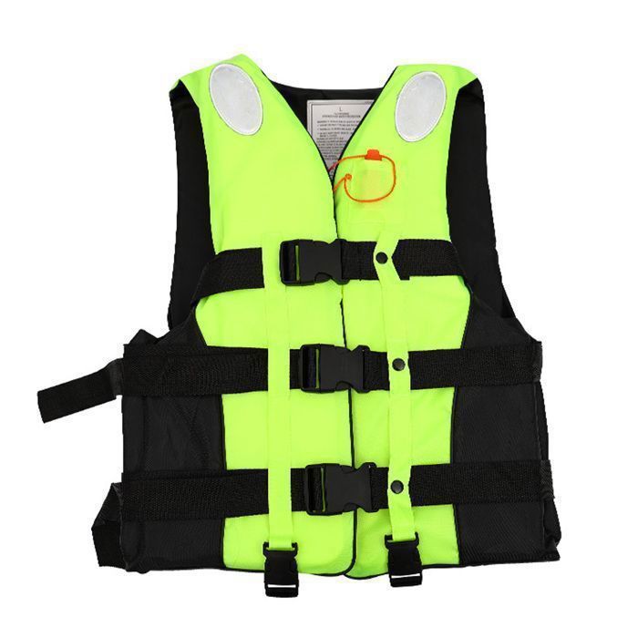 Meilleurs prix pour Gilet de sauvetage universel en mousse pour enfant - Jaune fluo XXL - Mousse EVA haute flottabilité - Motif ruban phosphorescent