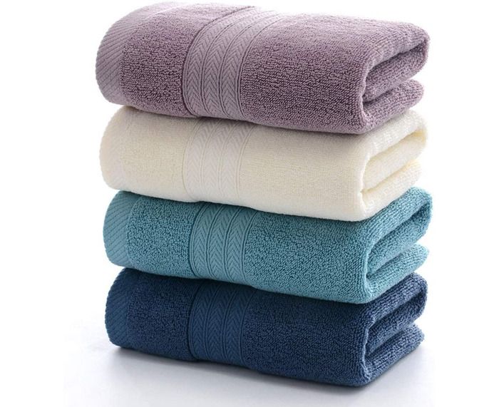Lot De 2 Serviettes De Bain Oversize 100x150 Cm Coton 100% - Gris Clair - Ultra Absorbantes